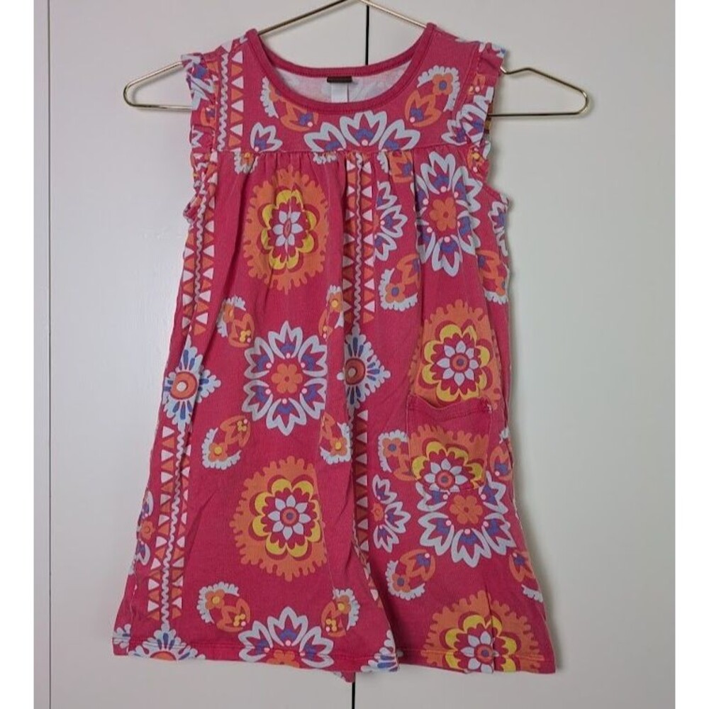 Tea Collection Girls Pink Orange Flower Sleeveless Dress Size 6